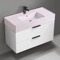 Pink Sink Bathroom Vanity, Floating, Modern, 40